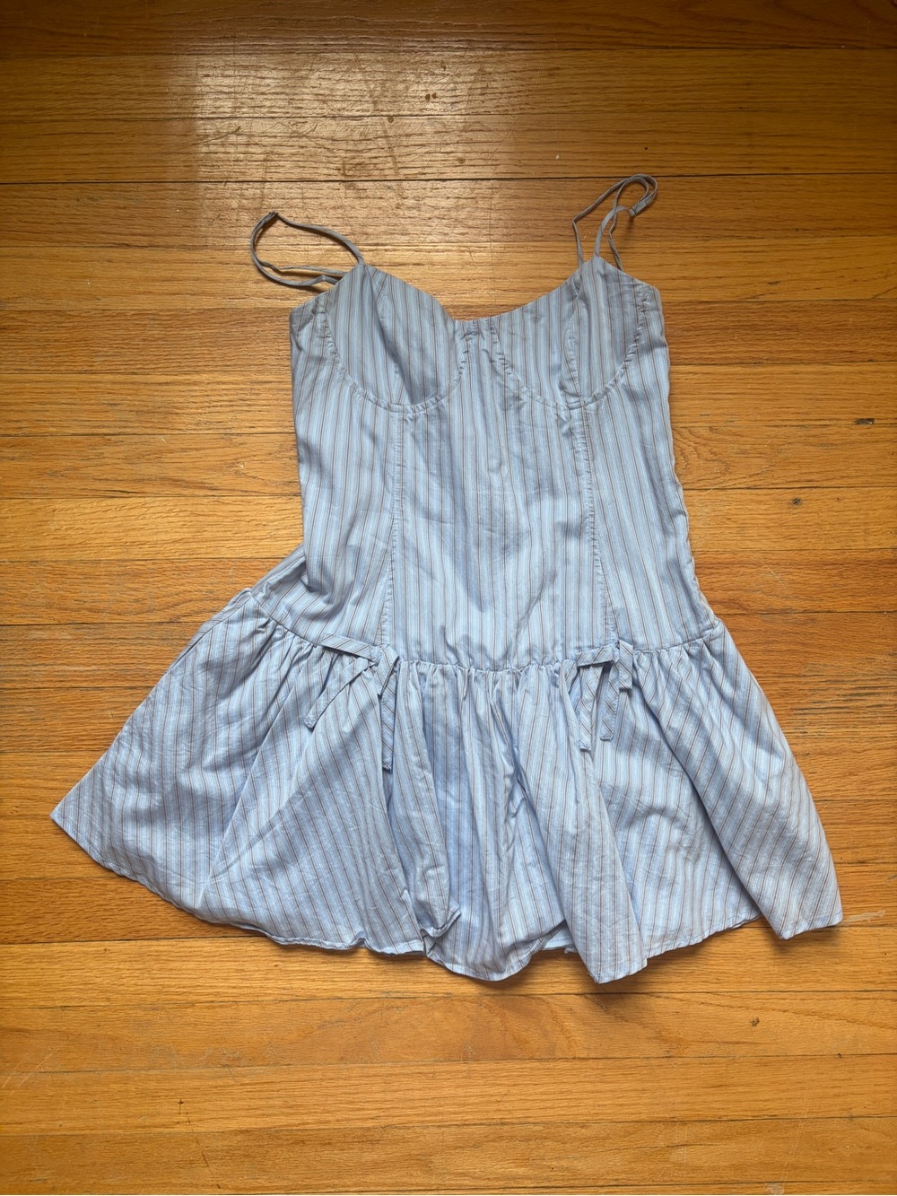 Light Blue Striped Spaghetti-Strap Dress